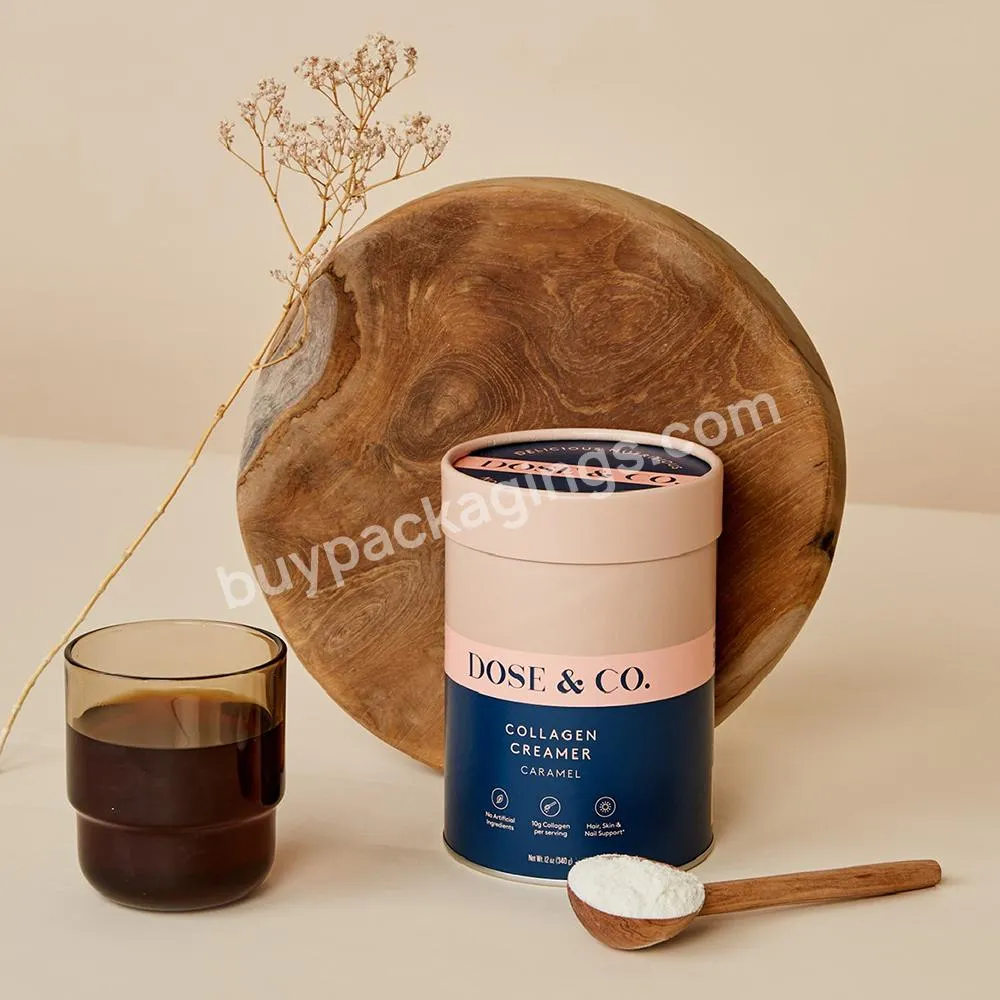 Eco Friendly OEM Logo Custom Food Kraft Matte powder Round Box Paper Tube Cylinder Packaging