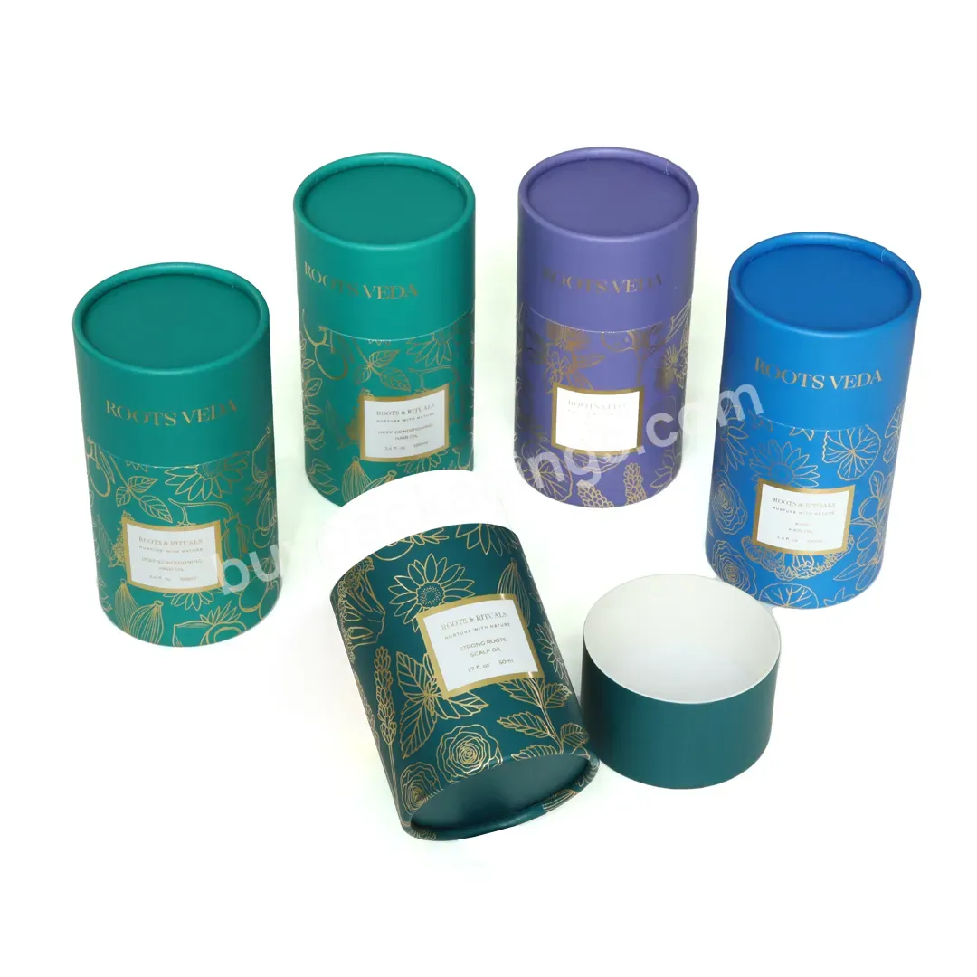Eco-friendly Packaging Hair Oil Paper Tube Cardboard Push Up Paper Tube For Hair Oil With Gold Foil Stamp