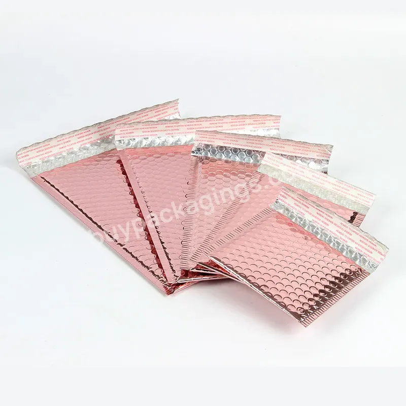 Eco-friendly Padded Envelopes Metallic Polymailer Shipping Packaging Mailer Bubble Rose Gold Custom Bubble Mailer