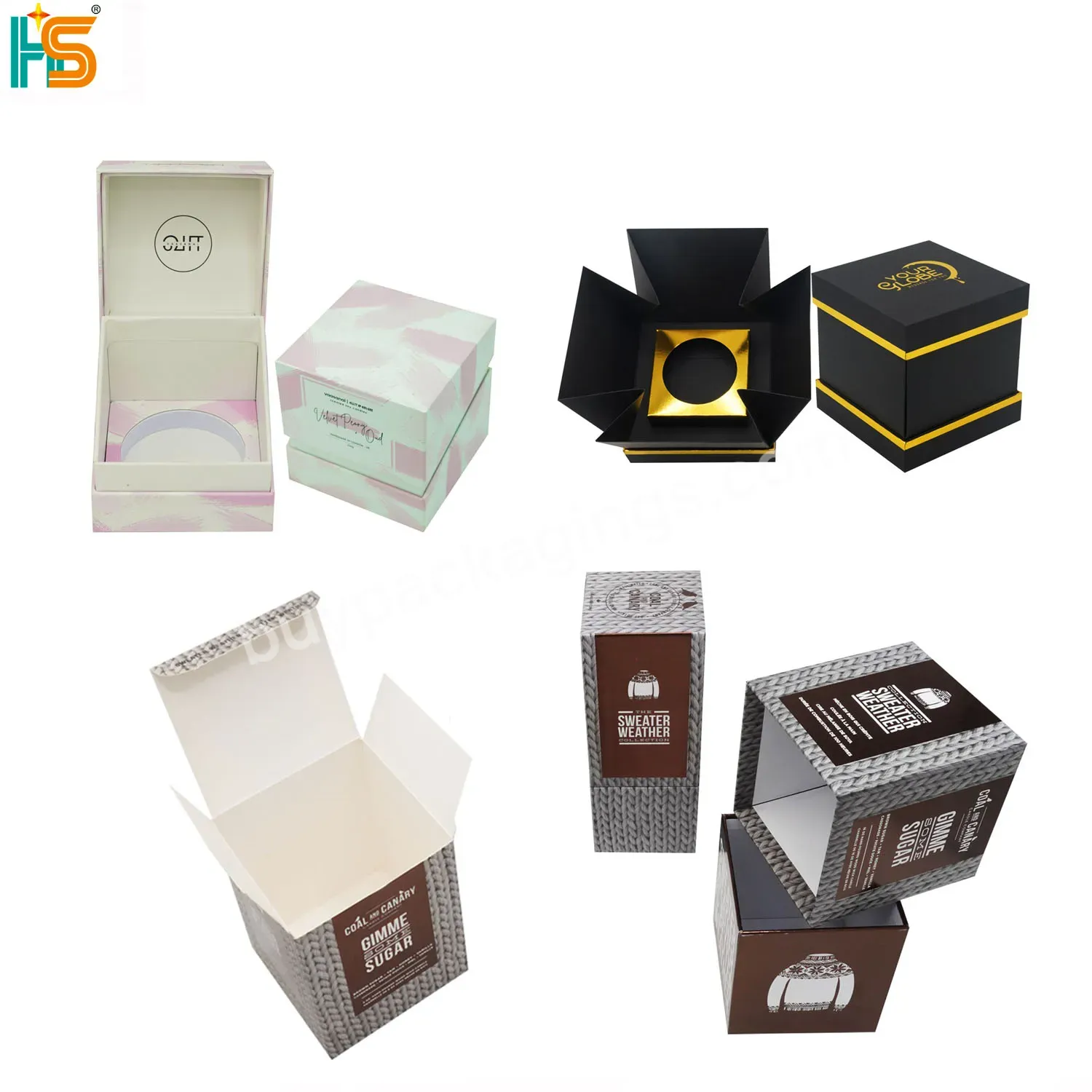 Eco Friendly Paper Tube Gift Lid Box Custom Logo Luxury Personalised Empty Candle Jar Packaging Boxes