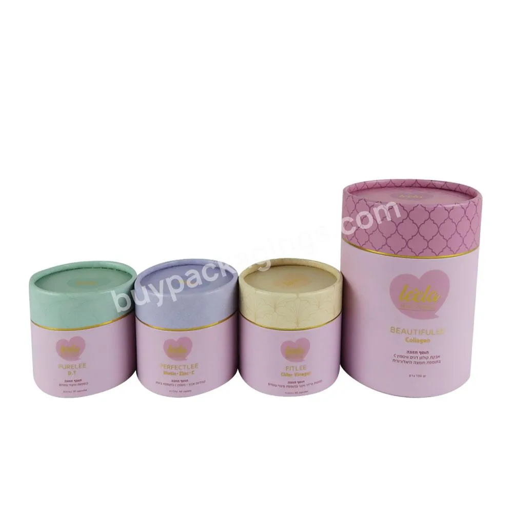 Eco friendly paper tube packaging cosmetic companies supply round cylinder gift box for face capsule