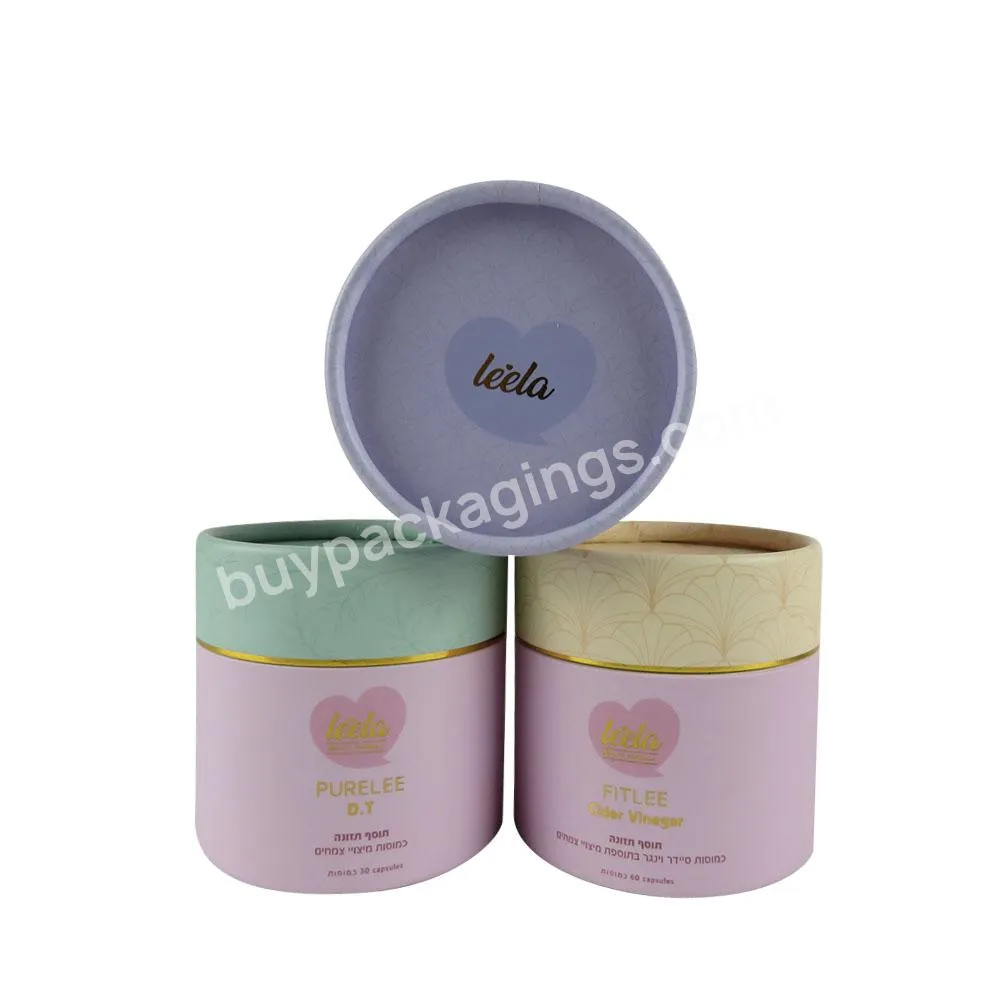 Eco friendly paper tube packaging cosmetic companies supply round cylinder gift box for face capsule