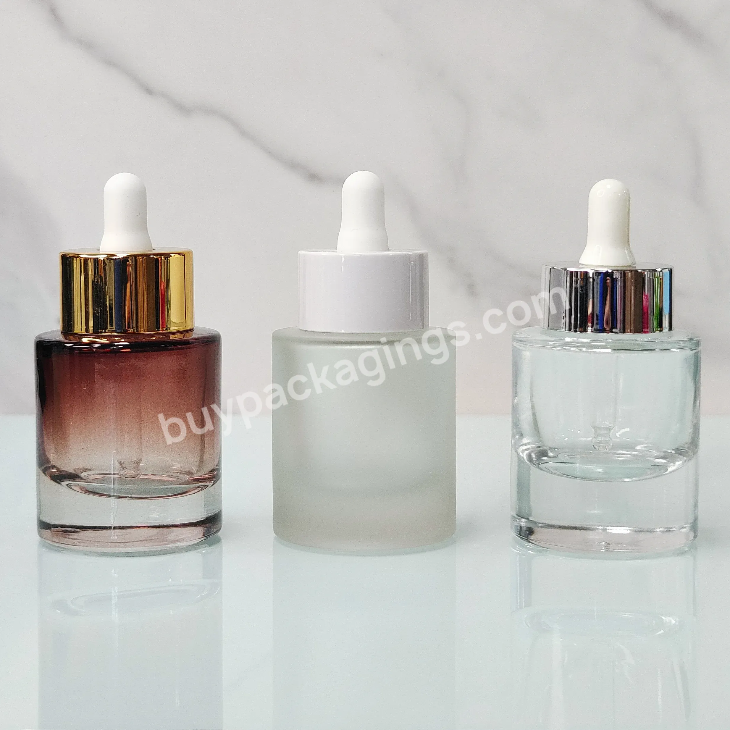 Eco Friendly Personalized Screen Printing Cosmetic Packaging 30ml 50ml Amber Forested Clear Thick Bottom Glass Bottle