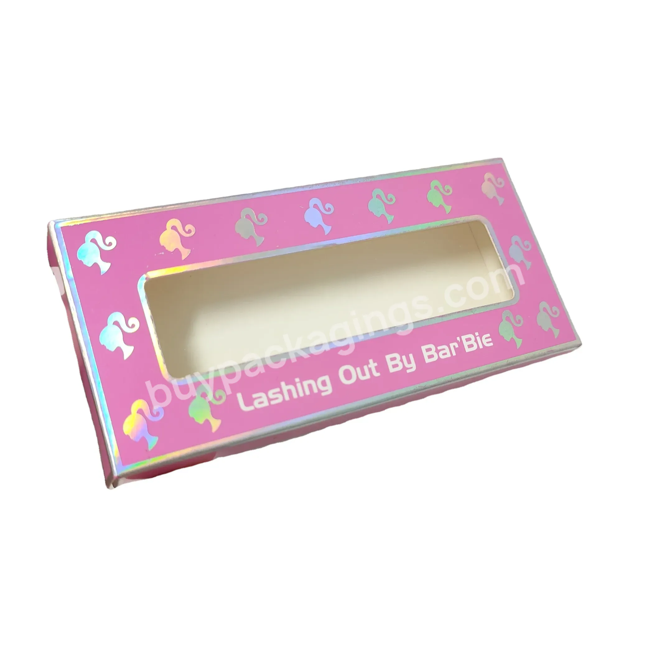 Eco Friendly Pink Paper Cosmetics Box Custom Logo For Empty Eyelash Packaging Box