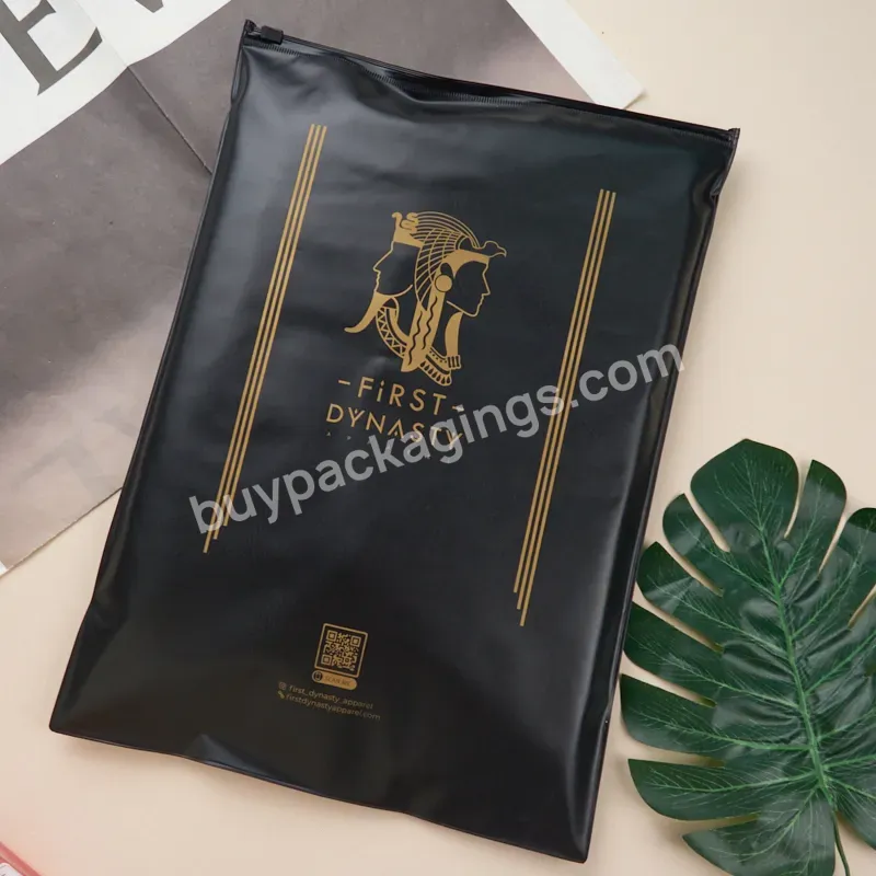 Eco Friendly Plastic Black Slider Zipper Packing Poly Storage Ziplock Bag For T Shirt