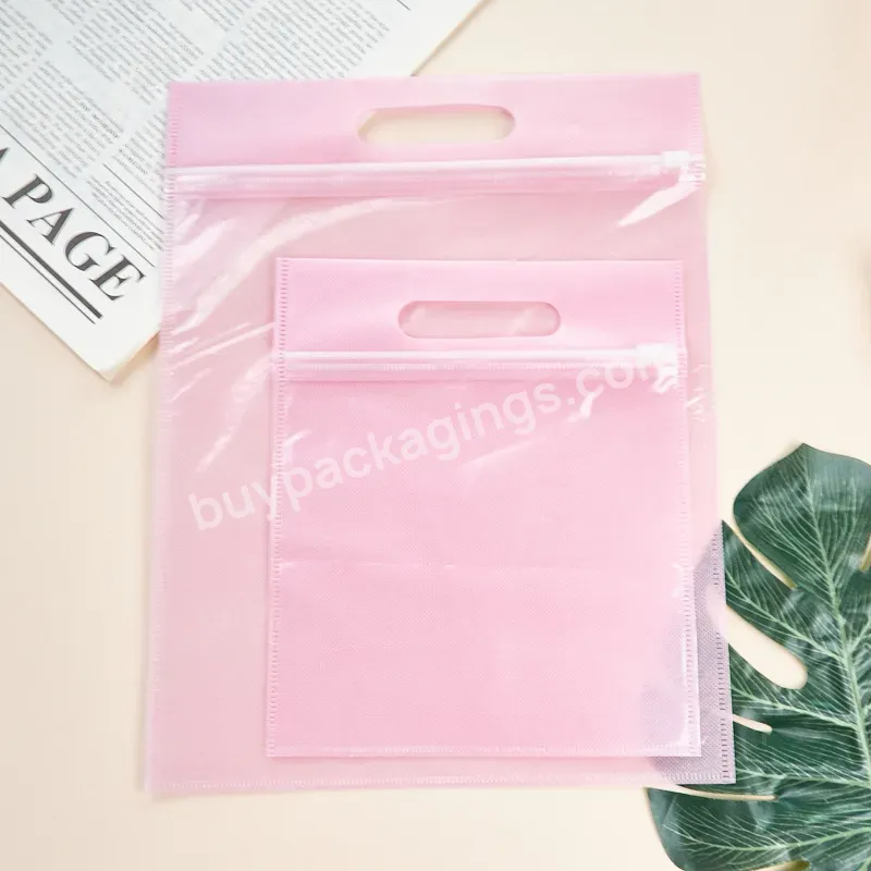 Eco Friendly Plastic Clear Non Woven Zipper Packing Poly Storage Zip Lock Bag With Handle