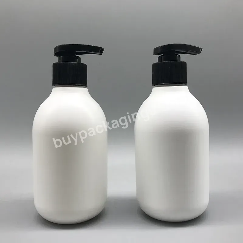 Eco Friendly Plastic Hdpe 10oz 300ml Empty Round White Shampoo Bottles With Lotion Pump