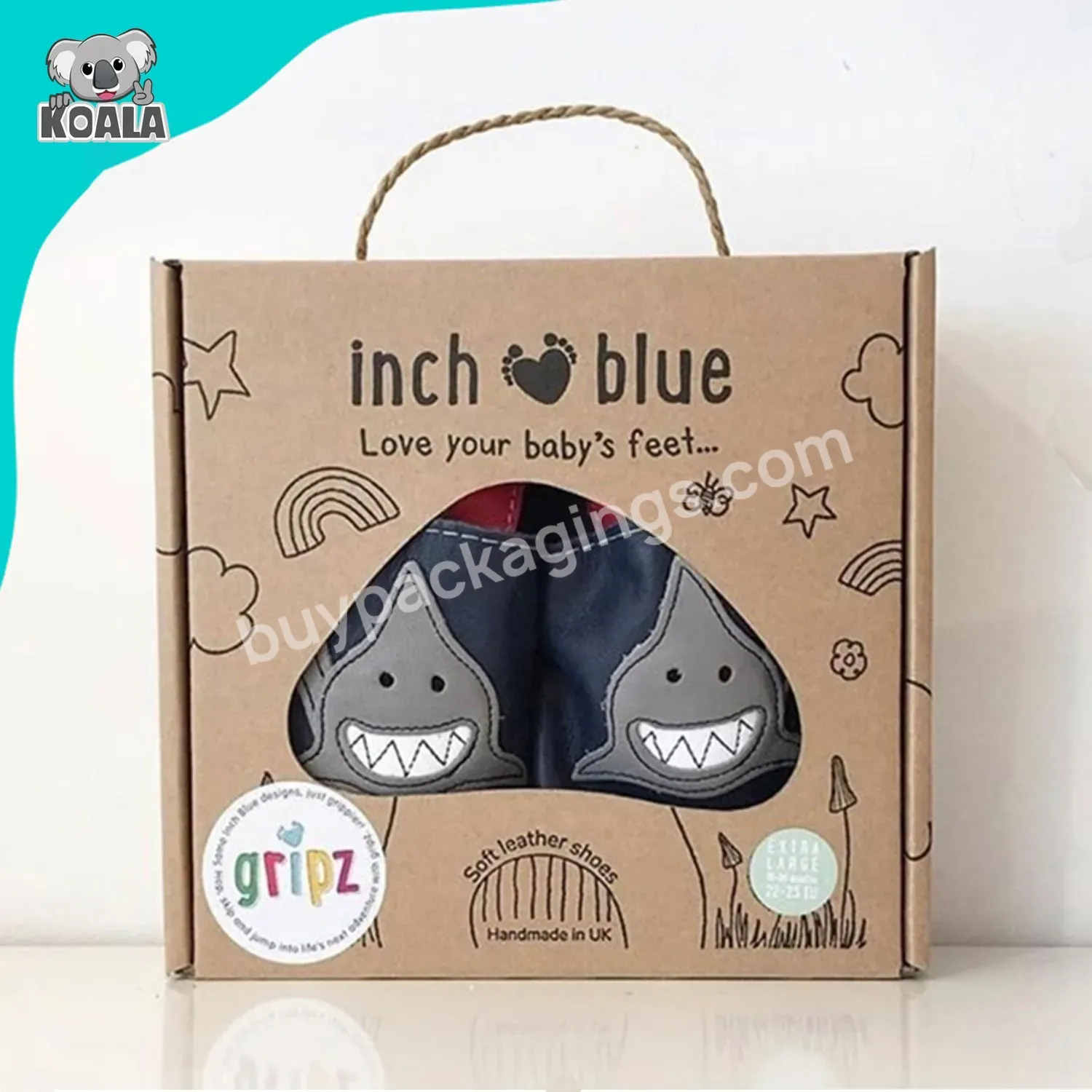 Eco Friendly Portable Kraft Paper New Born Balloon Shower Favor Keepsake Baby Children Kids Shoe Packaging Gift Box