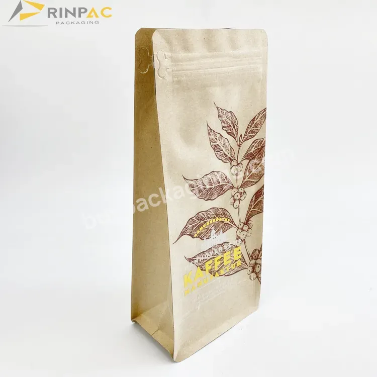 Eco Friendly Recyclable Side Gusset Flat Bottom 250g 12oz 1lb Bean Coffee Bag Stand Up Packaging With Valve Zipper