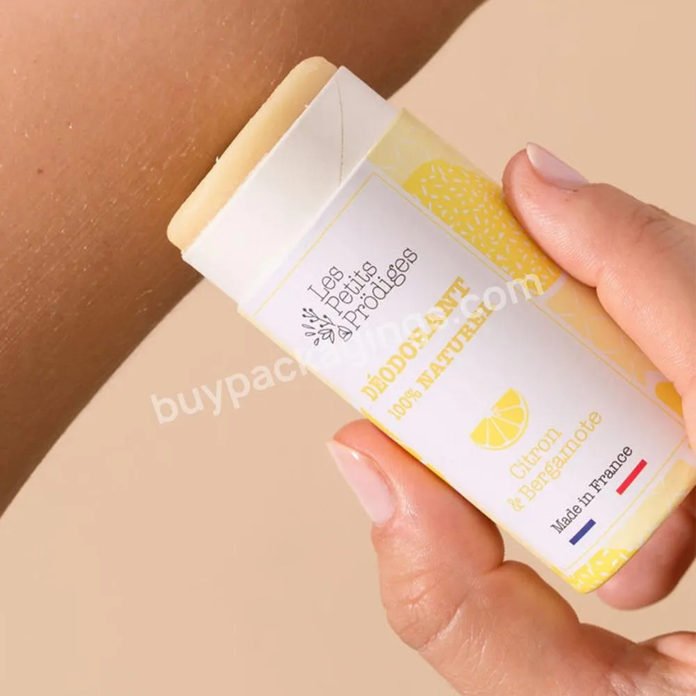 ECO Friendly Recyclable White Cardboard Custom Printing Cosmetic Packaging Natural Deodorant Lip Balm Push Up Tube Container