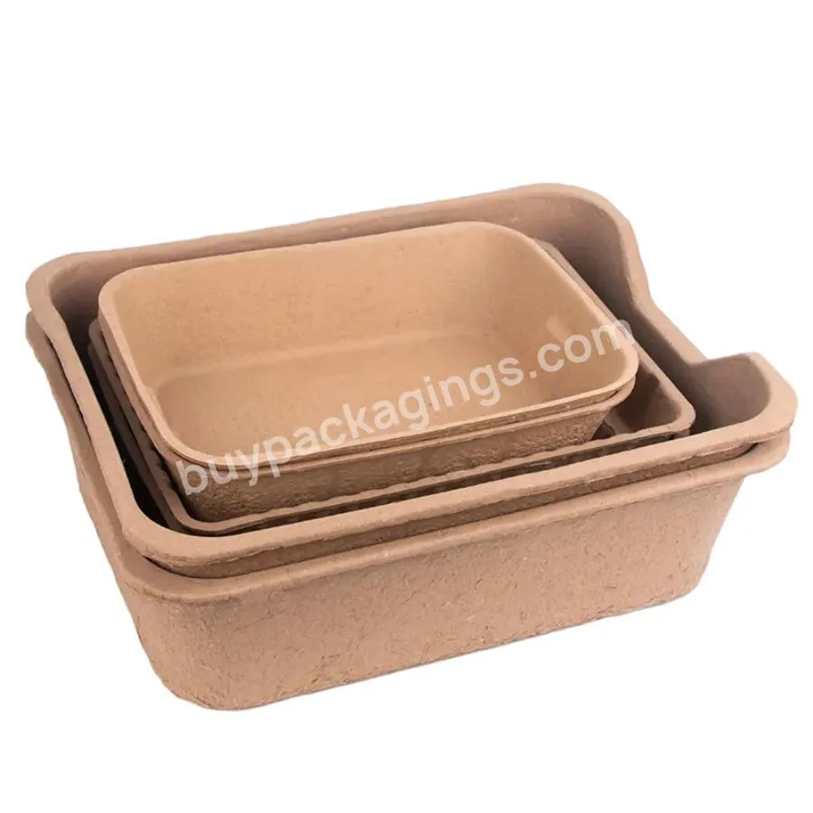 Eco-friendly Recycled Disposable Pulp Travel Cat Toliet Molded Paper Cat Litter Box Tray With Sieve