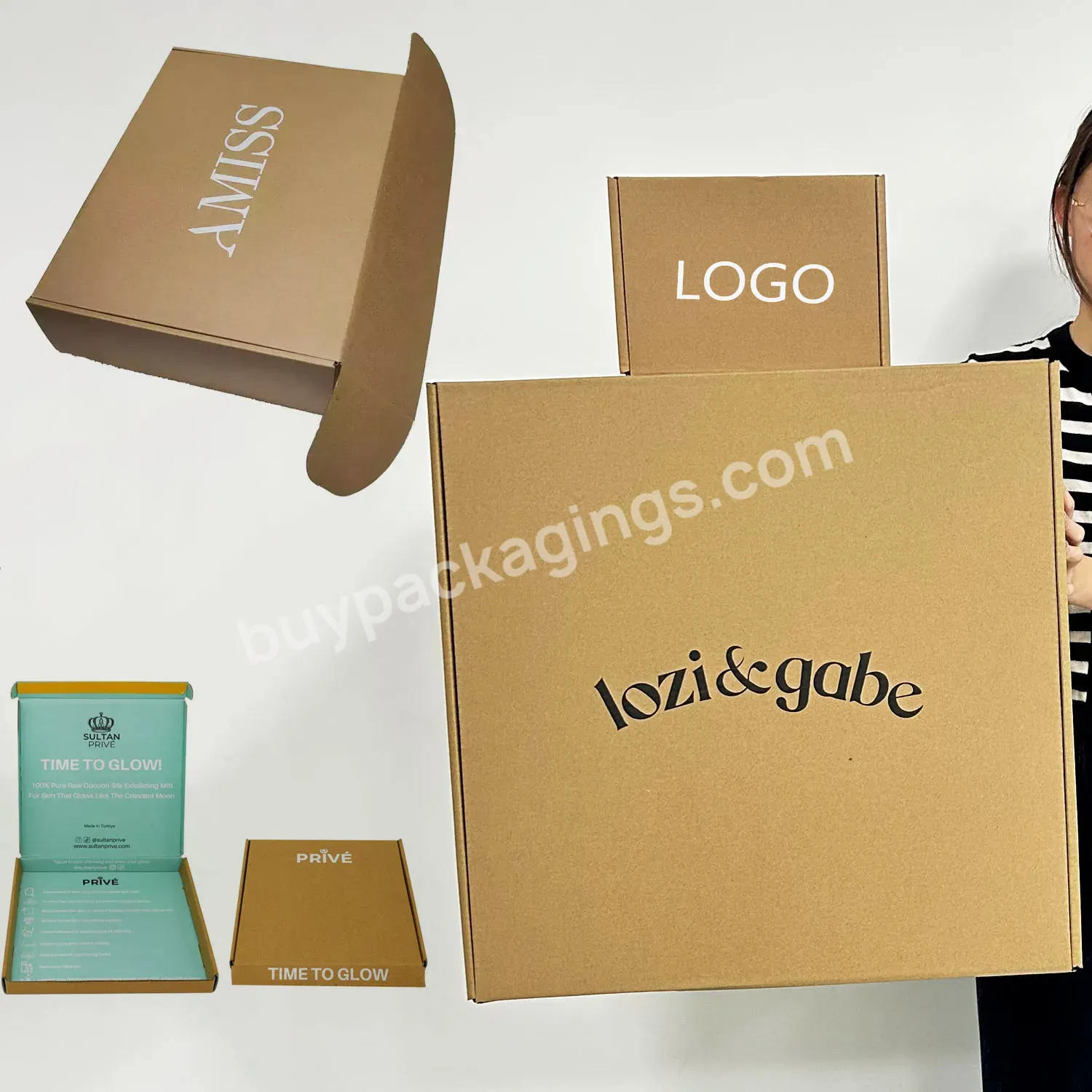 Eco Friendly Recycled Packaging Boxes Custom Logo Corrugated Mailer Large Shipping Kraft Food Boxes