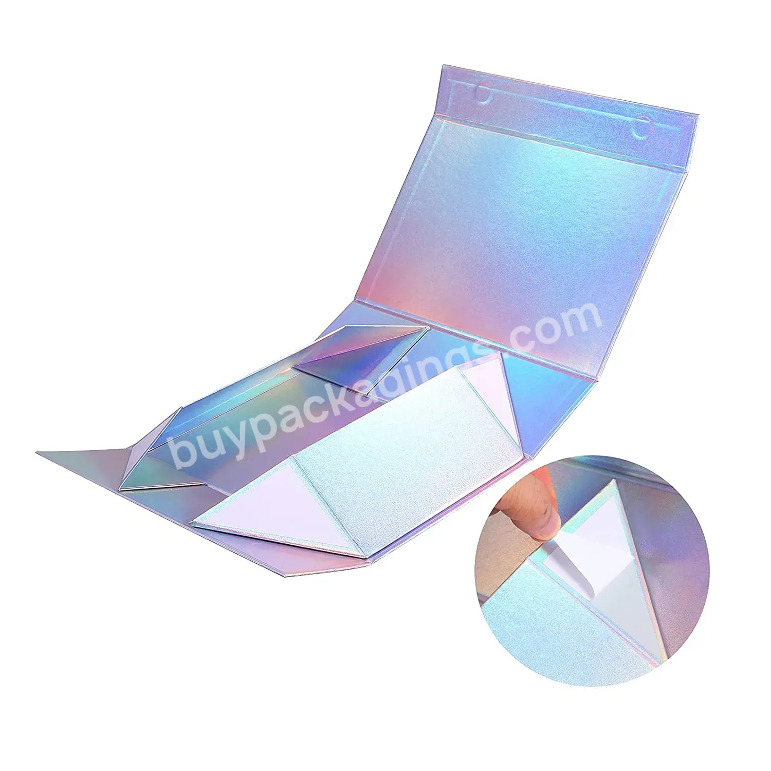 Eco Friendly Recycled Paper Ribbon Folding Christmas Magnetic Gift Boxes Custom Holographic Foldable Packaging Box