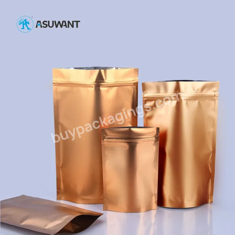 Eco Friendly Resealable Candy Packaging Golden Mylar Colored Stand Up Pouch Aluminium Foil Bag