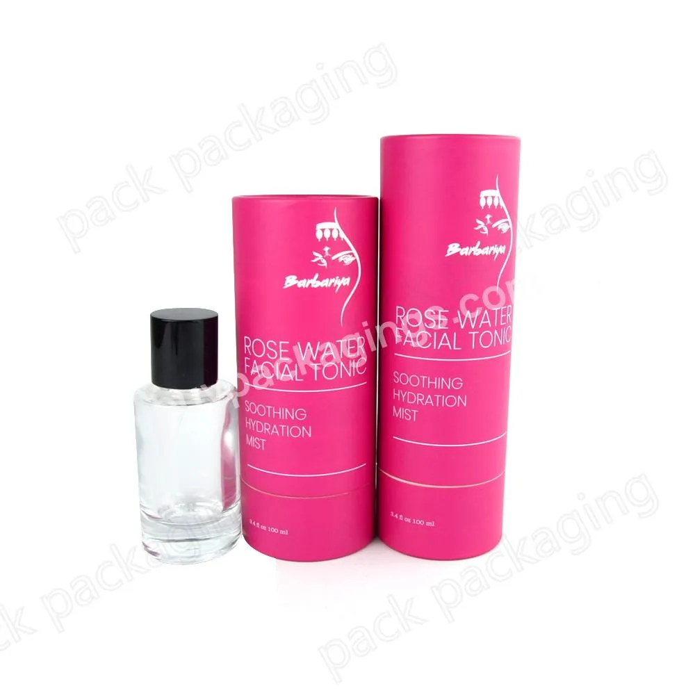 Eco Friendly Round Cylinder White Cardboard Paper Tube With EVA Protection Rose Facial Water Bottle Cosmetic Packaging