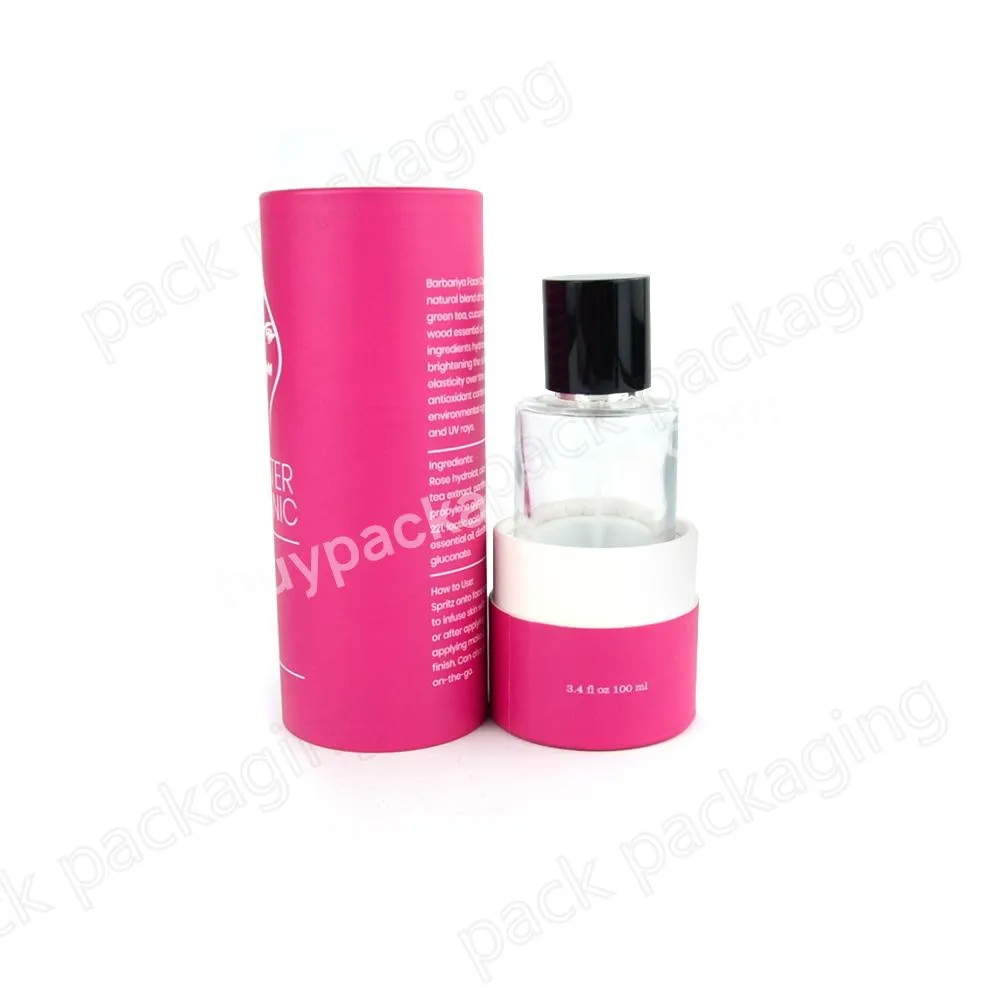 Eco Friendly Round Cylinder White Cardboard Paper Tube With EVA Protection Rose Facial Water Bottle Cosmetic Packaging