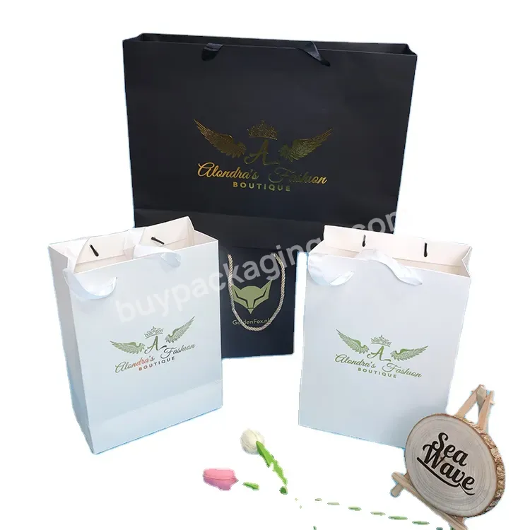 Eco Friendly Shipping Custom Logo White Black Paper Bag Packing With Handle Shopping /gift /clothing Paper Bag