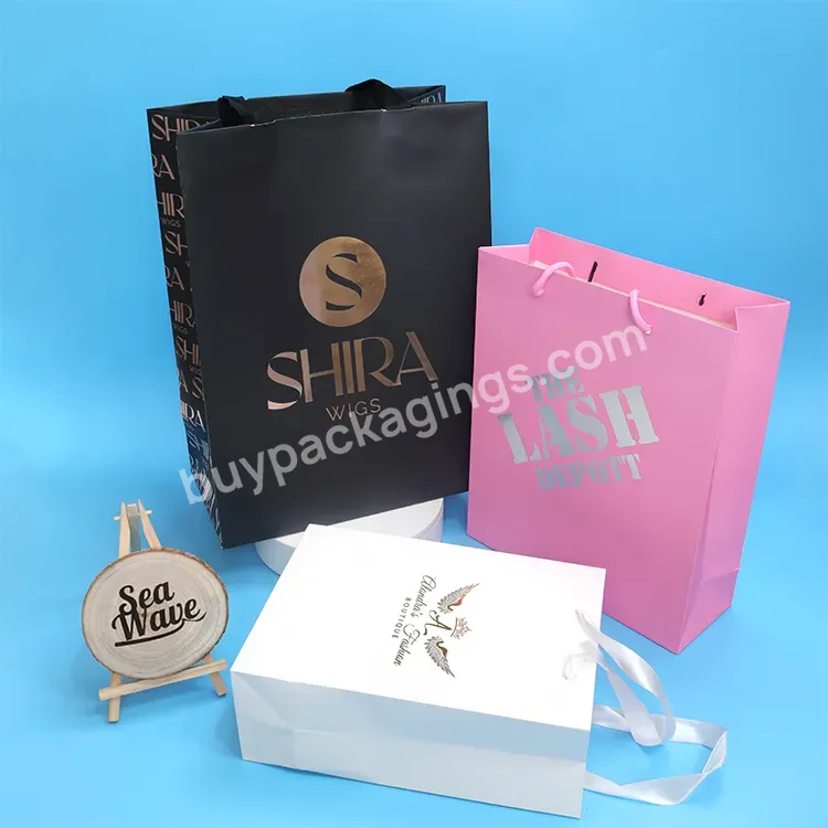 Eco Friendly Shipping Custom Logo White Black Paper Bag Packing With Handle Shopping /gift /clothing Paper Bag