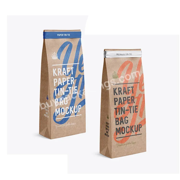 Eco Friendly Side Gusset With Clear Window 1 Lb 1/2 Lb Kraft Paper Tin Tie Coffee Bags For Food Packaging