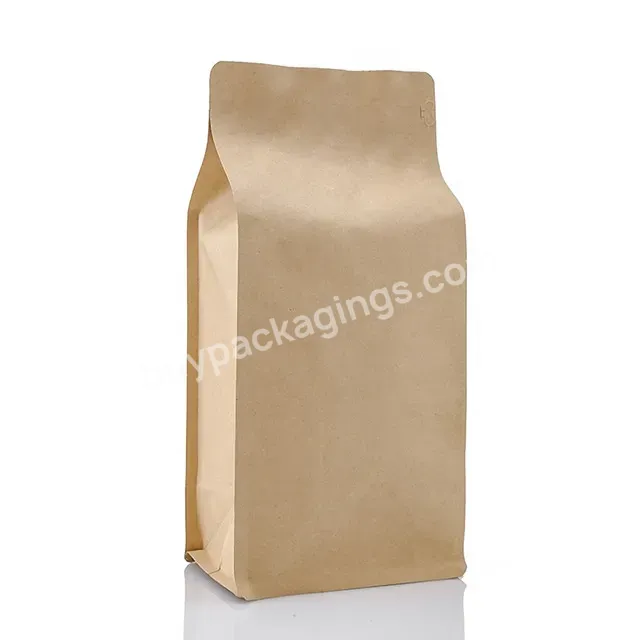 Eco Friendly Specialty Kraft Paper Flat Bottom One Way Valve Ziplock Box Pouch Coffee Bag For 250g 500g 1kg