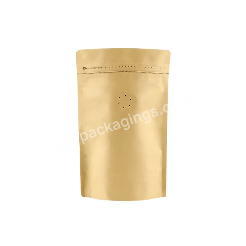 Eco-friendly Stand Up Pouch Coffee Packaging Bags Kraft Paper Aluminum Foil Bag With Valve