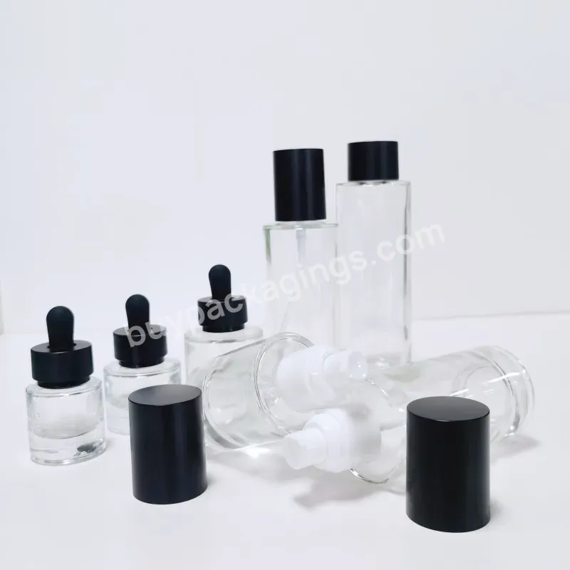 Eco-friendly Transparent Glass Lotion Bottle Spray Bottle Cosmetic Cream Jar Set For Skincare Packaging