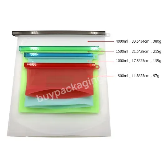 Eco Friendly Waterpoof Leakproof Seal Snack Reusable Silicone Food Storage Bag Fridge Fresh Vegetables And Fruits Bag