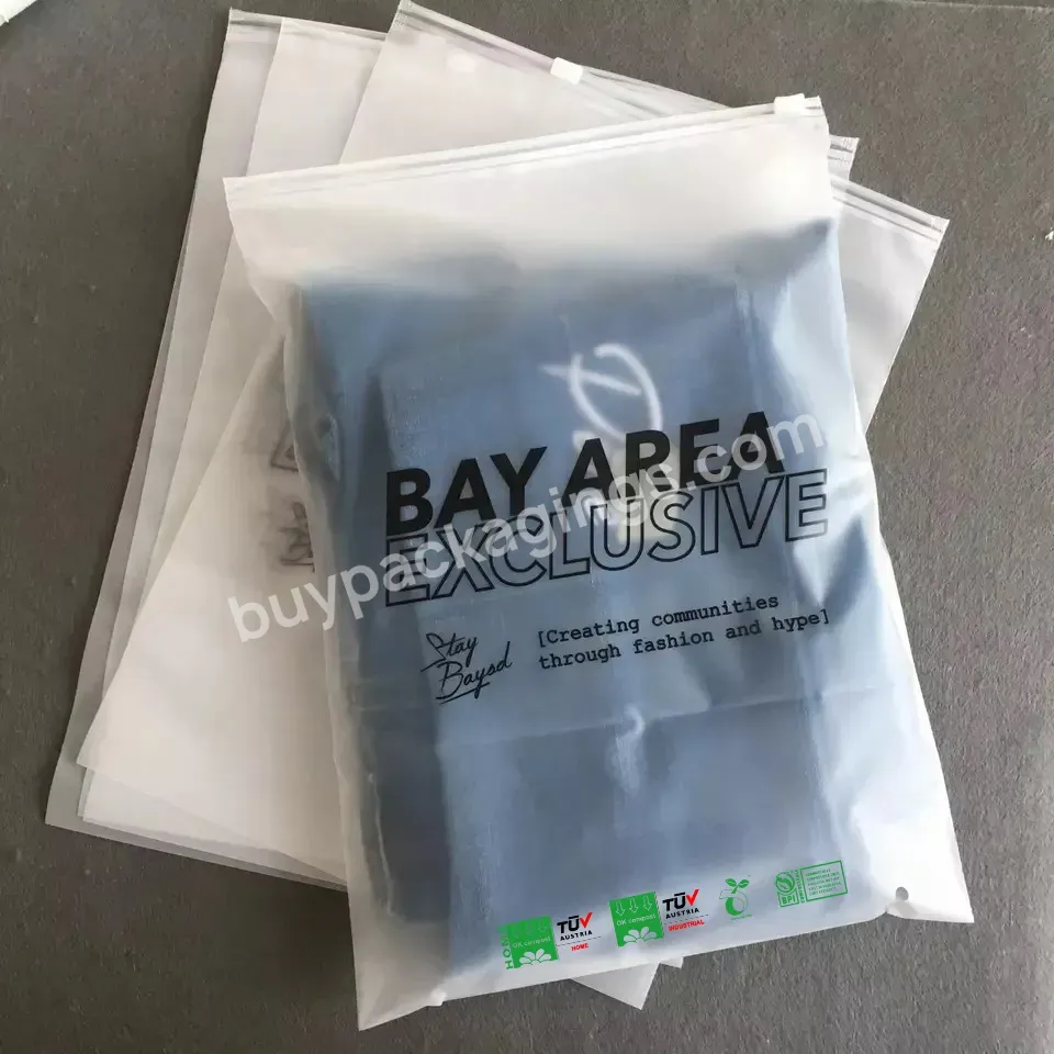 Eco Friendly Wholesale Custom Logo Printed Biodegradable Clothing Packaging Ziplock Frosted Plastic Zipper Bag