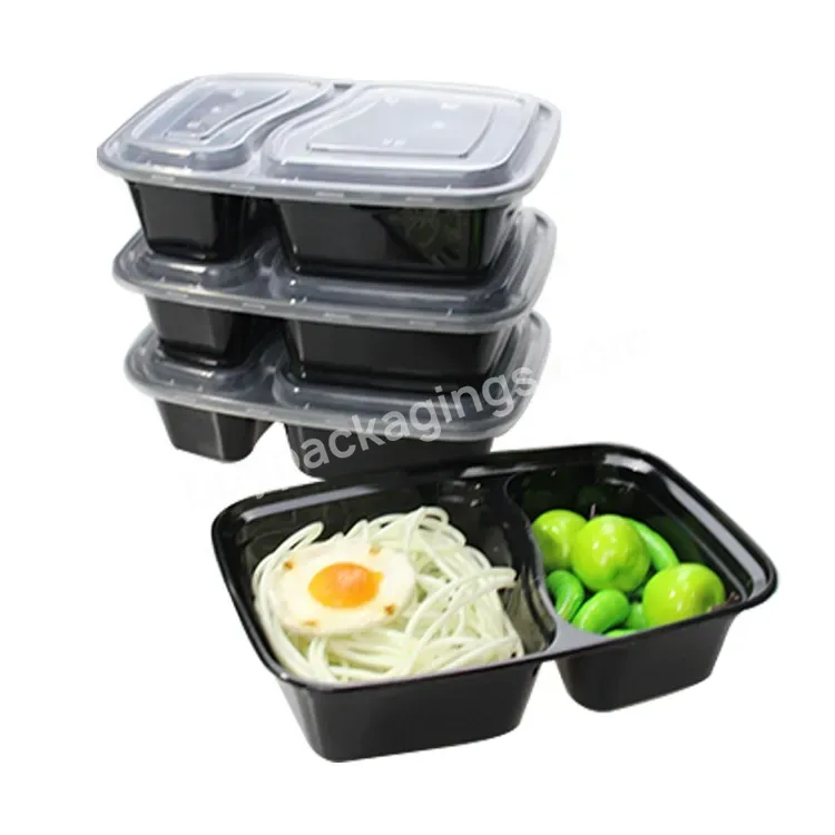 Eco Healthy Take Away Black 2 Compartment Disposable Plastic Food Meal Prep Container