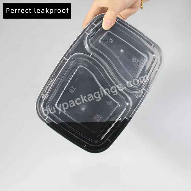 Eco Healthy Take Away Black 2 Compartment Disposable Plastic Food Meal Prep Container