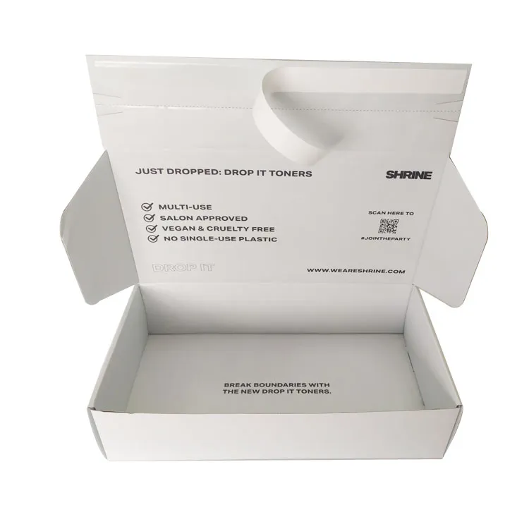 Eco Packaging Factory Direct Custom Logo Printed Corrugated Cardboard White Zipper Shipping  Box