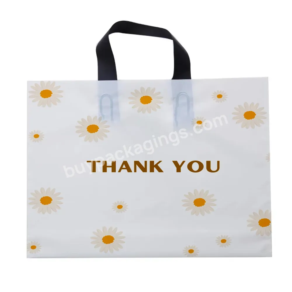 Eco Recyclable Logo Design Clothing Gift Shop Portable Carry Custom Plastic Packaging Shopping Tote Bag With Soft Loop Handle