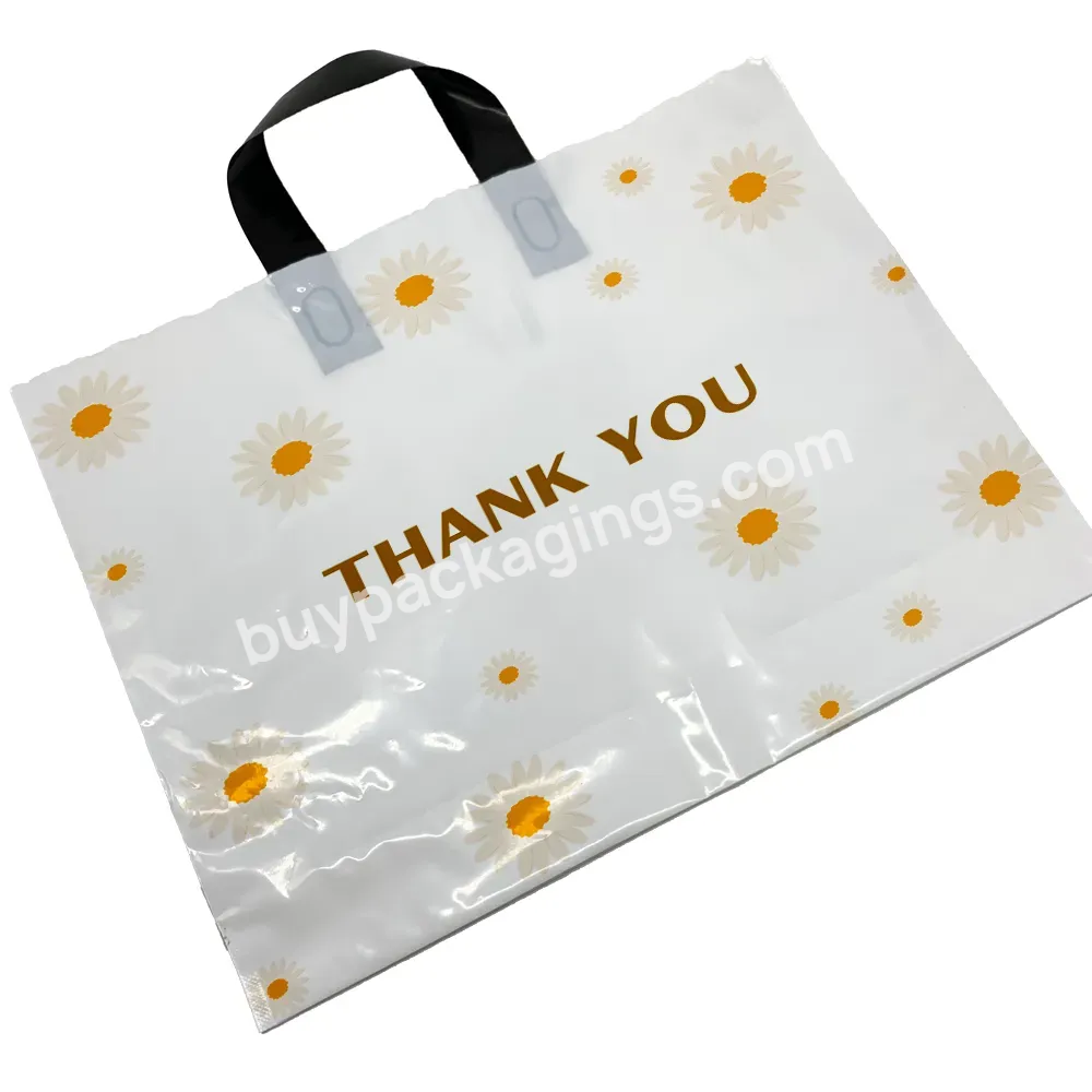 Eco Recyclable Logo Design Clothing Gift Shop Portable Carry Custom Plastic Packaging Shopping Tote Bag With Soft Loop Handle
