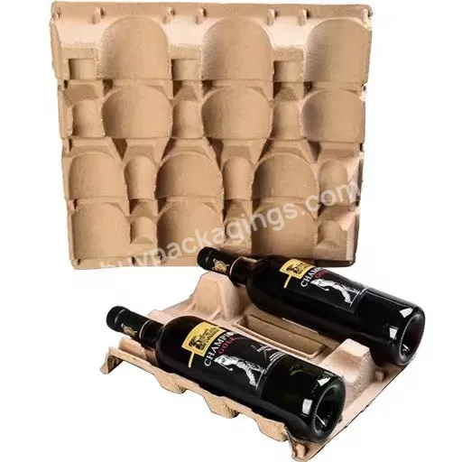 Economy 3 Bottles Wine Shipper Tray Holder Complete Heavy-wall Wine Packaging Molded Pulp Eco Friendly Water Proof