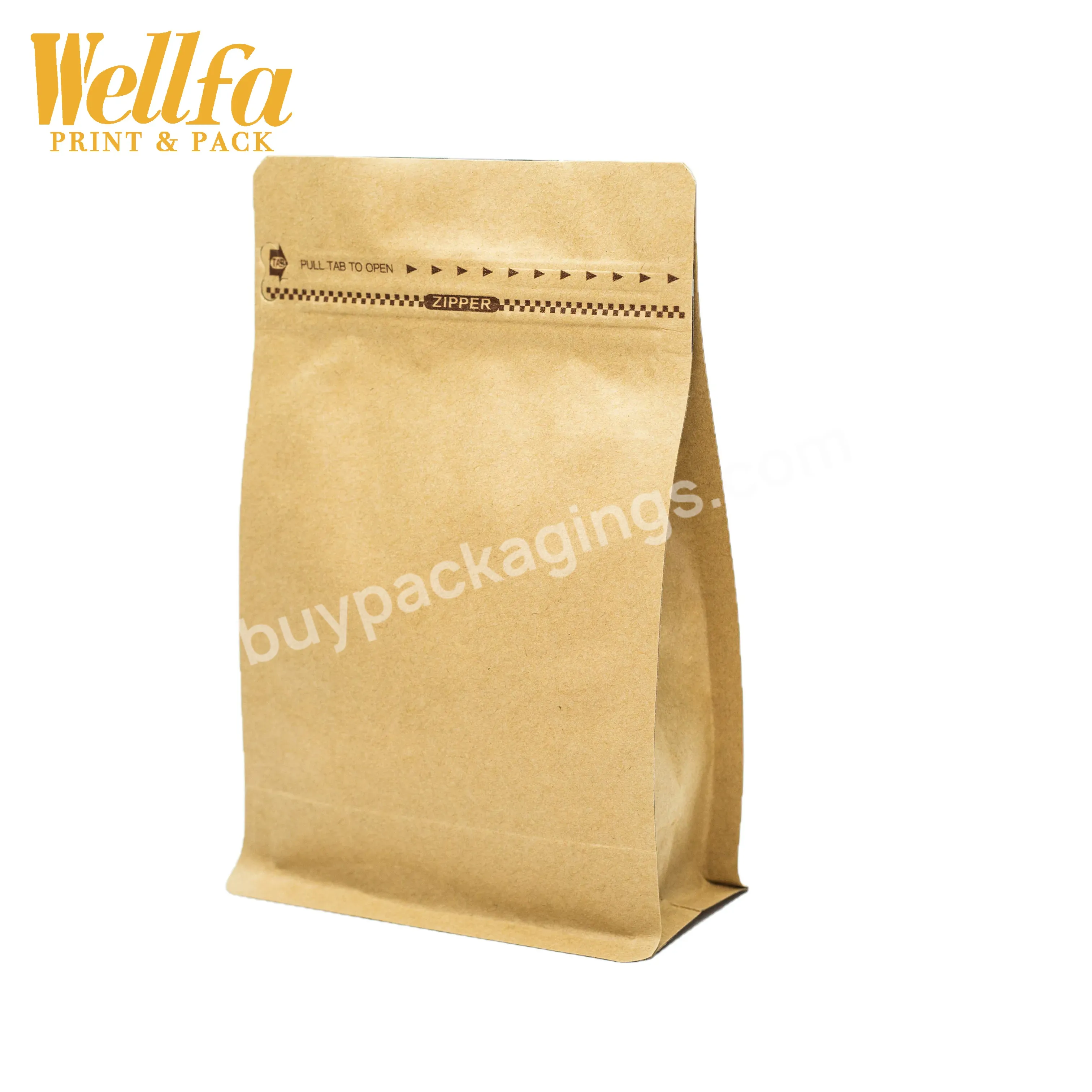Edible Kraft Packaging Stand Up Square Bottom Pouch With Window And Zipper