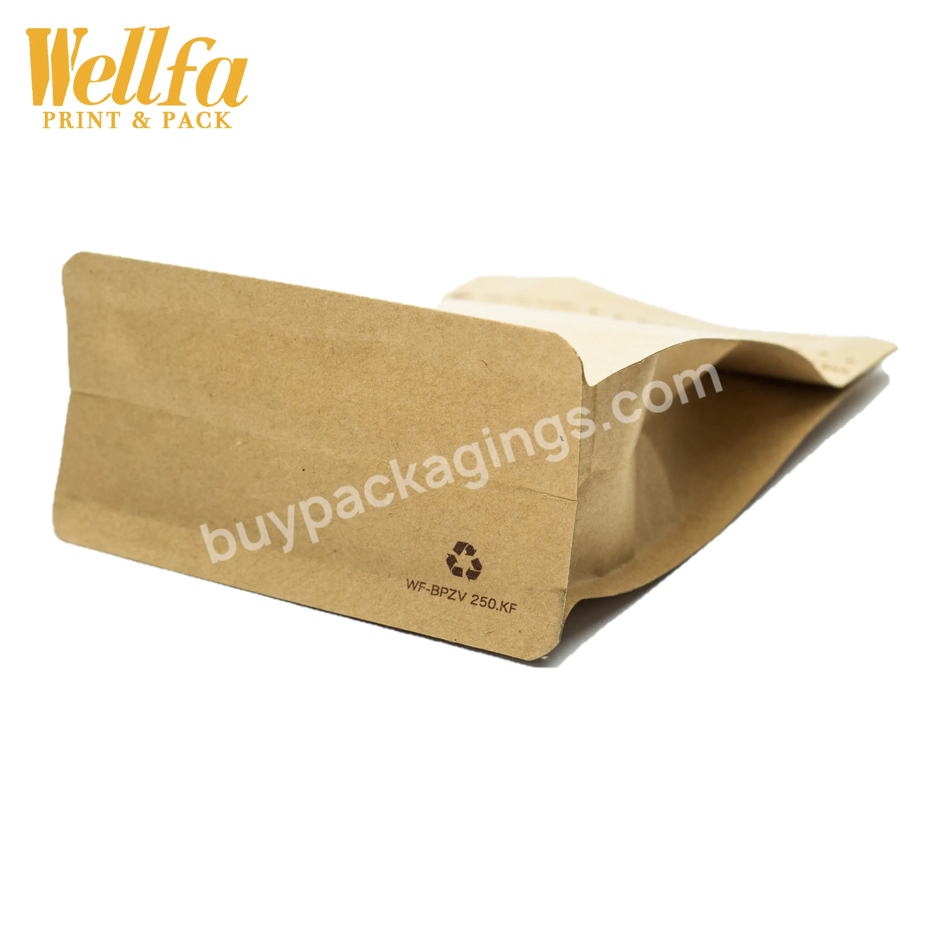 Edible Kraft Packaging Stand Up Square Bottom Pouch With Window And Zipper
