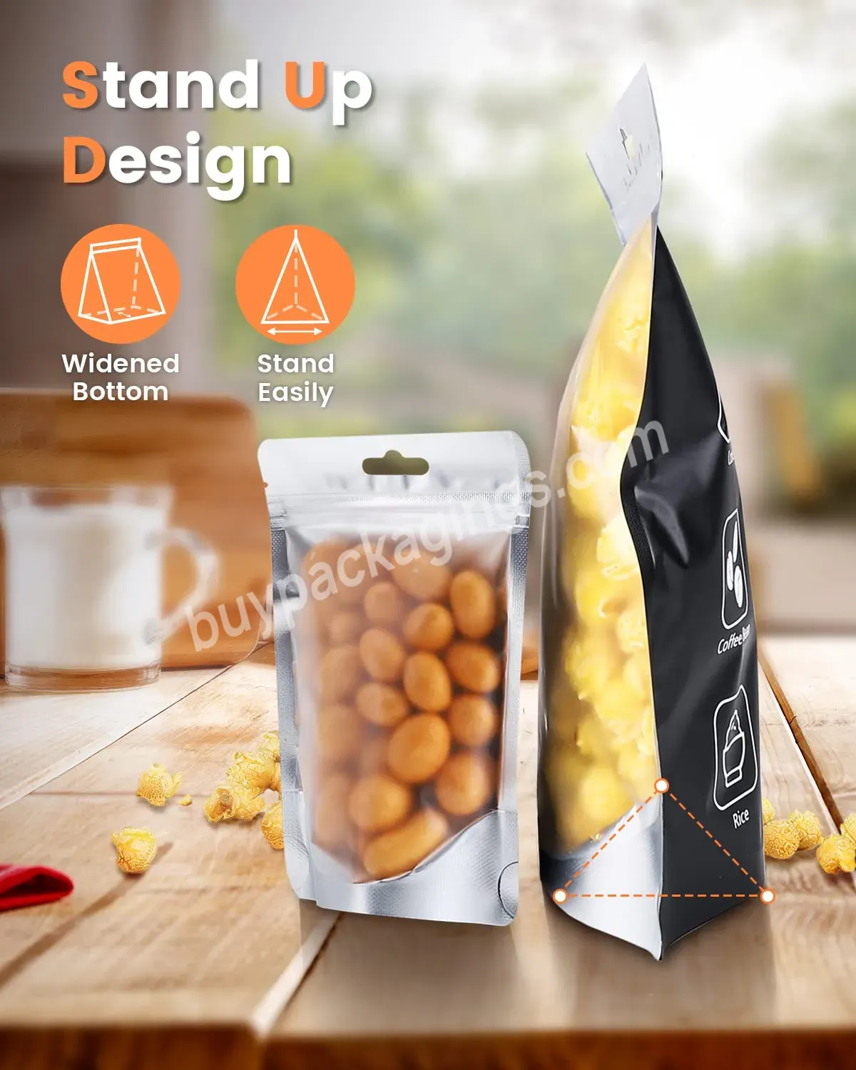 Edible Sugur Snack Stand Up Smell Proof Pouch Custom Printed Ziplock Black Foil Coffee Custom Candy Bag Mylar Bag