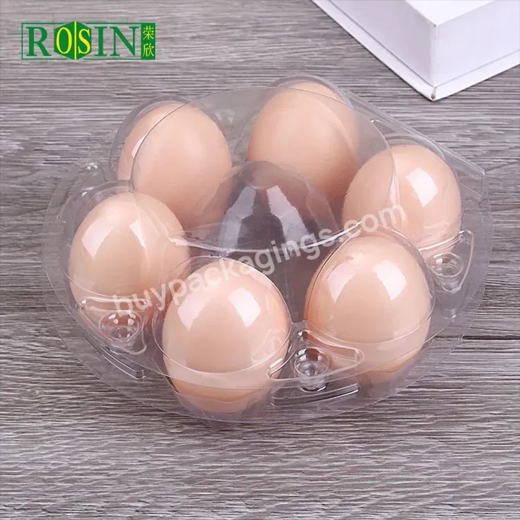 Egg Carton 6 Holes Plastic Egg Round Tray With Lid Clear Clamshell Disposable Wholesale Blister Tray Transparent Customized Size