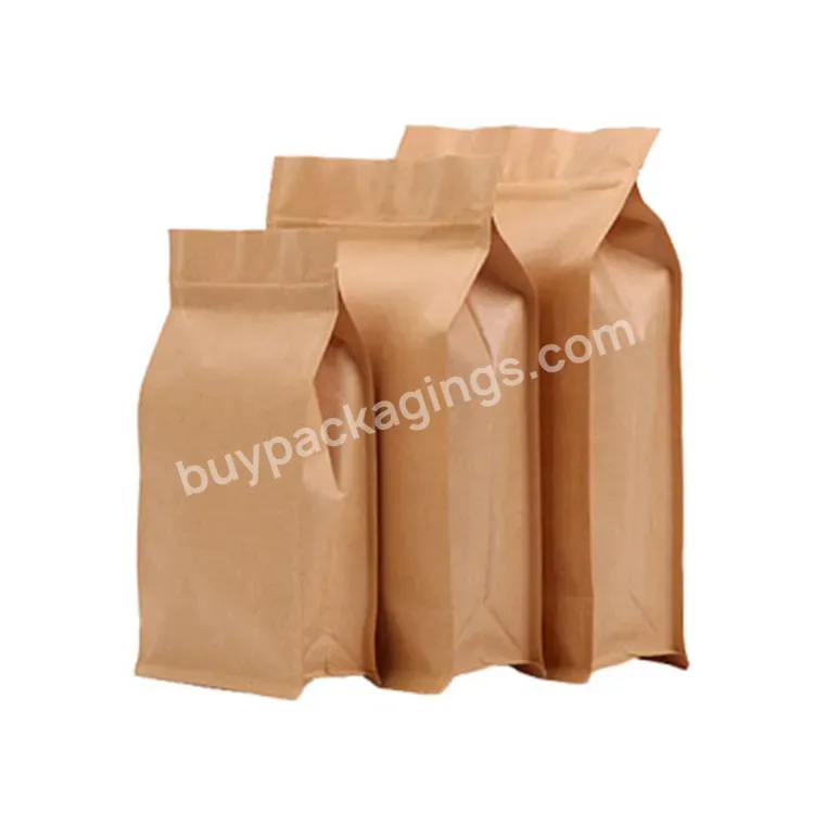 Eight Side Seal Square Flat Bottom Gusset Stand Up Pouch 250 Grams And 500 Grams Coffee Packing Pouch Paper Bags With Zipper