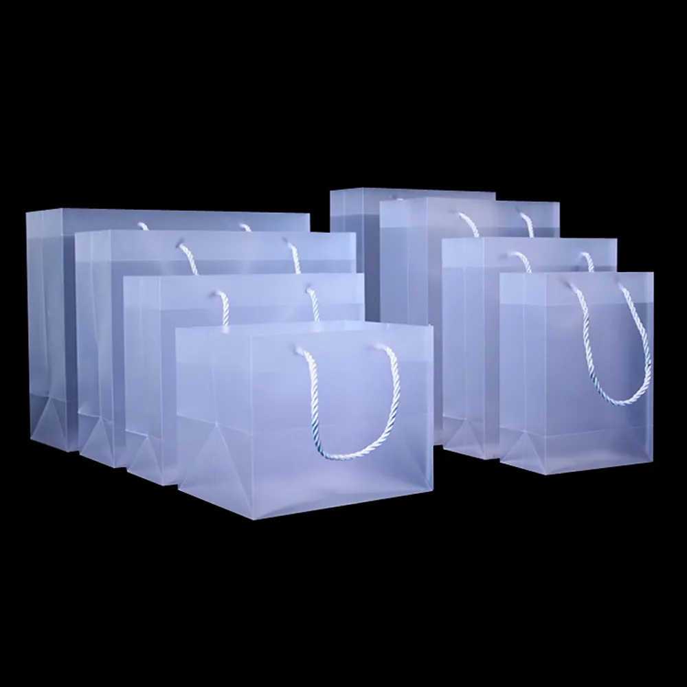 Eight sizes Transparent Scrub plastic bag with handle