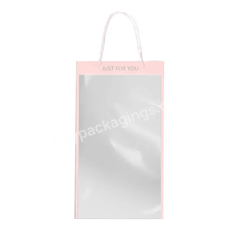 Elegant 10pcs/pack Plastic Portable Transparent Flower Bag For Florist Wrapper