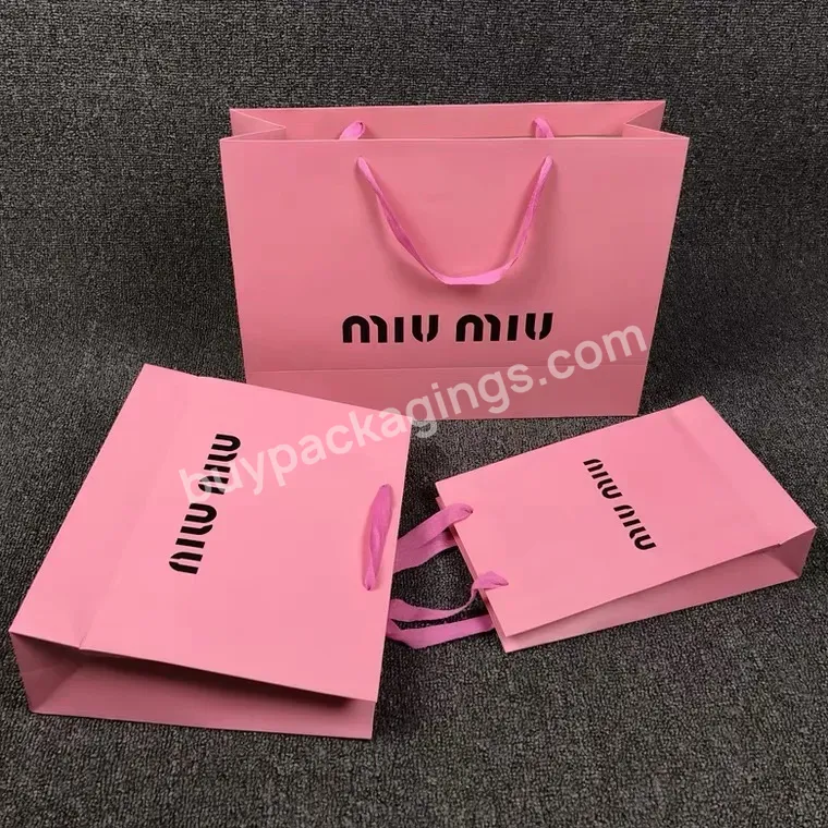 Elegant Custom Logo Luxury Boutique Shopping White Paper Gift Bags With Ribbon