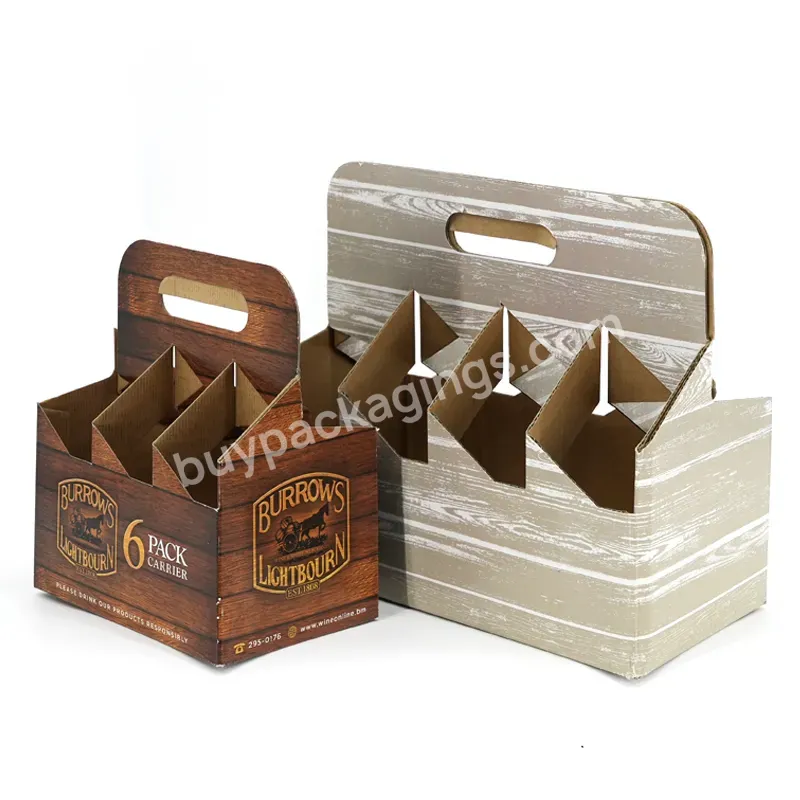 Elegant Wine Pack Beer Bottle 4/6/12 Carrier Paper Holder Custom Wine Paper Gift Box With Printing Logo
