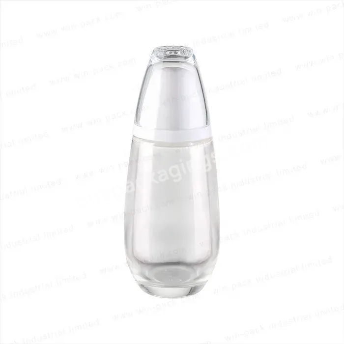 Ellipse Oval Cosmetic 30 Ml 50ml White Forest Make Up Emulsion Foundation Liquid Essential Oil Pump Glass Bottle