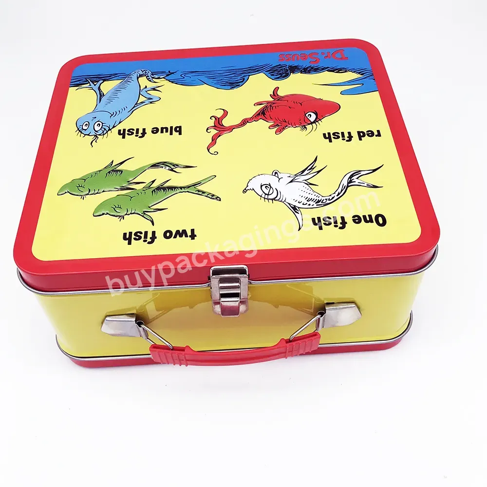 Embossed Rectangle Custom Printing Kid School Sandwich Storage Metal Lunch Box