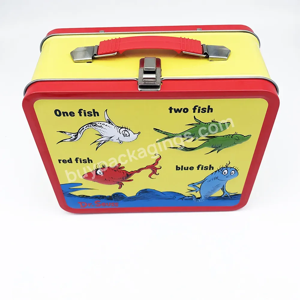 Embossed Rectangle Custom Printing Kid School Sandwich Storage Metal Lunch Box