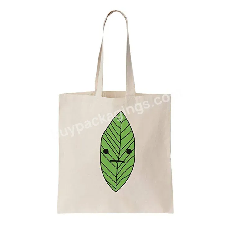 Embroidery Embroidered Print Green Leaf Canvas-tote-bag Biodegradable Eco Friendly Cloth Canvas Tote Bag With Long Rope Handle