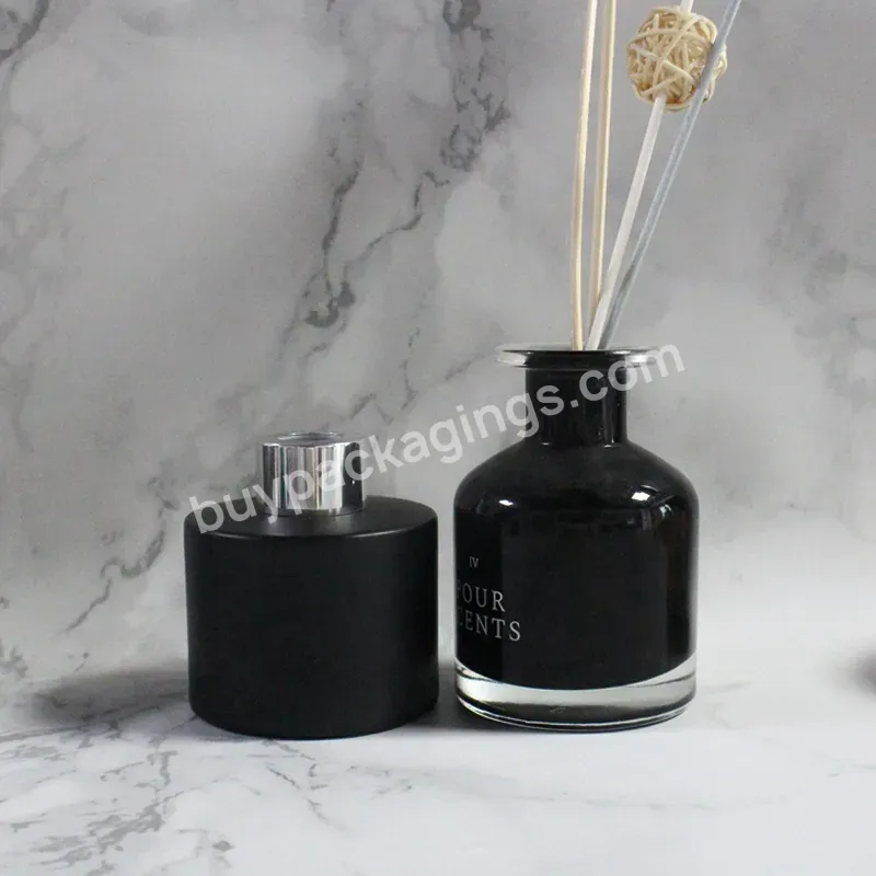 Empty 100ml 150ml 200ml Round Square Black Glass Aromatherapy Reed Diffuser Fragrance Glass Bottle With Stopper