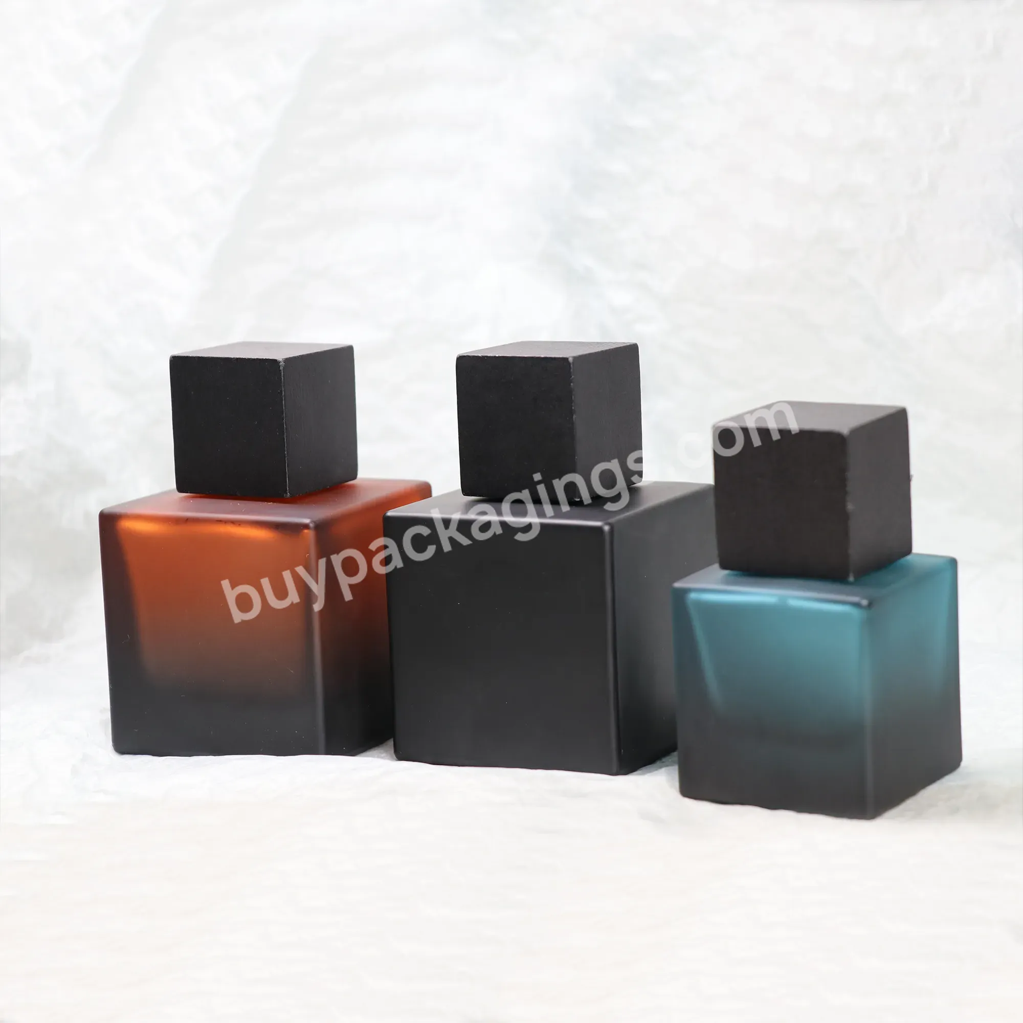 Empty 100ml Perfume Glass Bottle Fancy Square Shape Glass Atomizer Bottle With Box