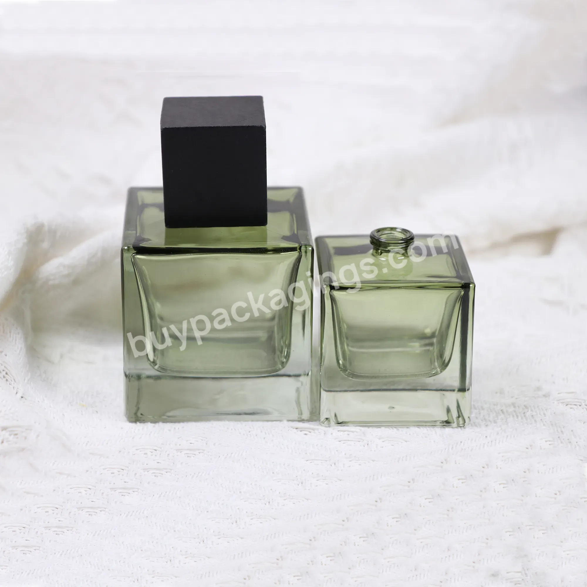 Empty 100ml Perfume Glass Bottle Fancy Square Shape Glass Atomizer Bottle With Box